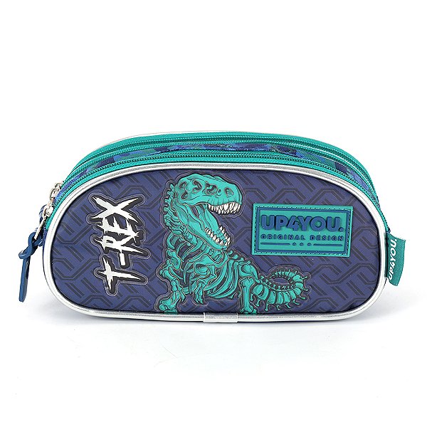 Estojo Escolar Up4You Luxcel T-Rex Verde