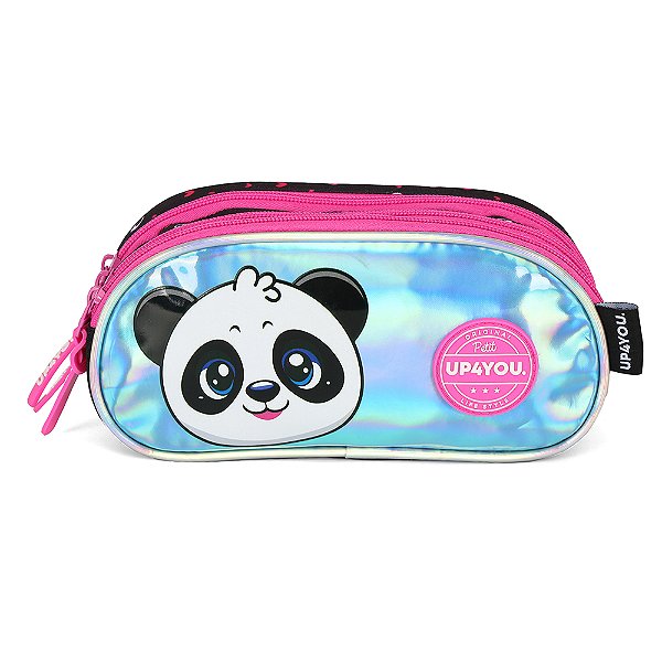 Estojo Escolar Up4You Luxcel Panda Pink Preto