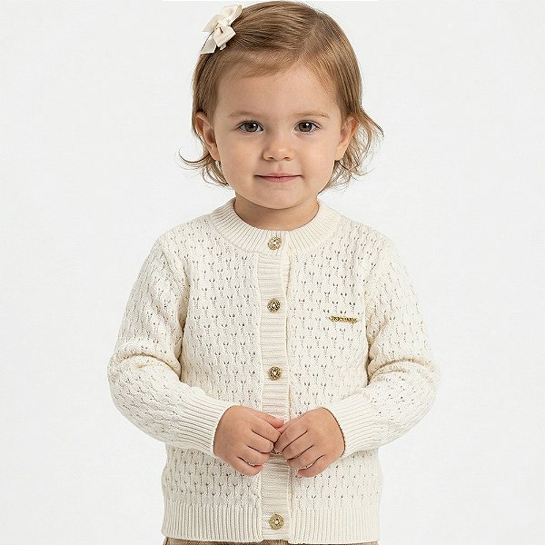 Casaco Texturizado Tricô Kids Pérola Off White
