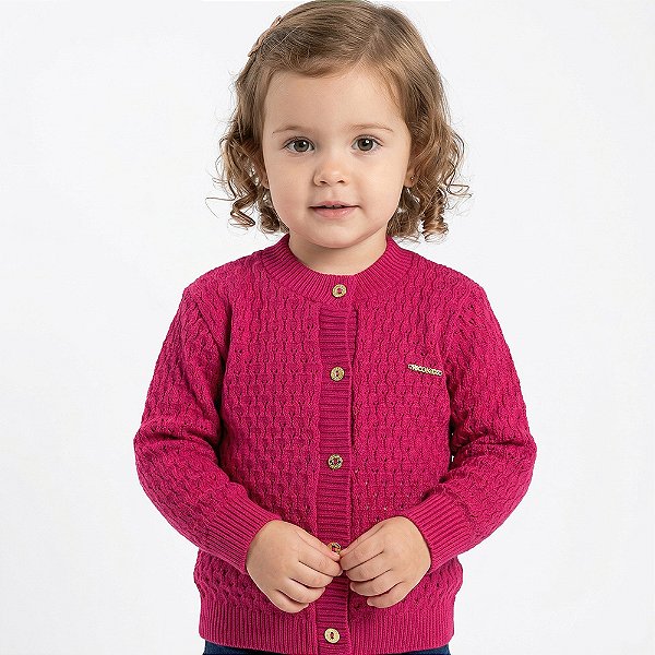 Casaco Texturizado Tricô Kids Pink