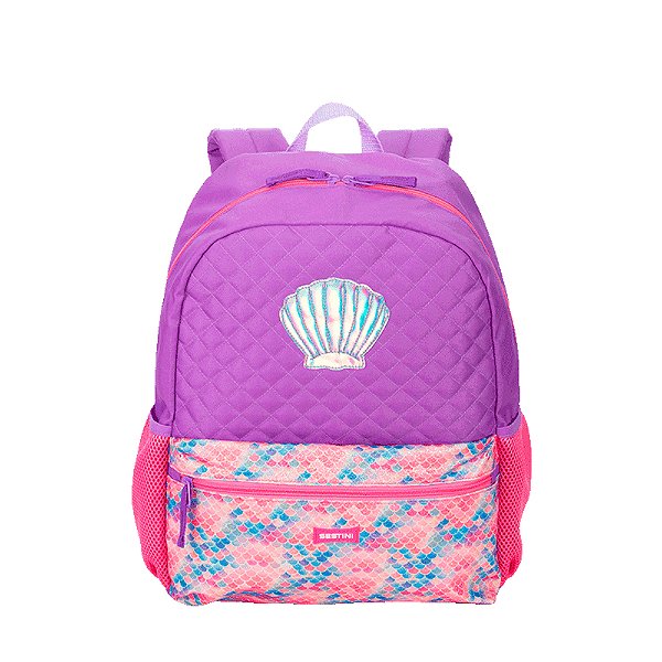 Mochila de Costas Sestini M Plus Sereia 2 Lilás e Rosa