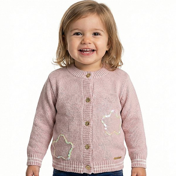 Casaco Estrela Tricô Kids Rose