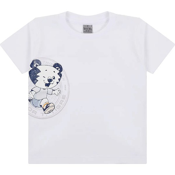 Camiseta Manga Curta Tigor T Tigre New Fun Baby Branco