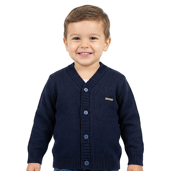 Casaco Liso Tricô Kids Menino Azul Marinho