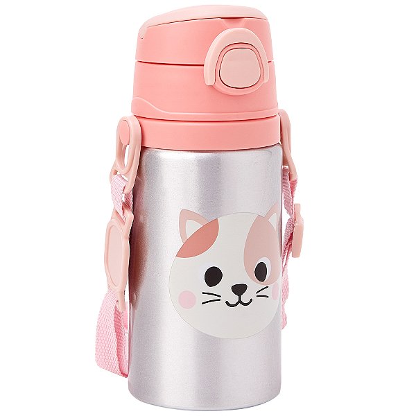 Garrafa de Alumínio Buba Zoo Gato Rosa