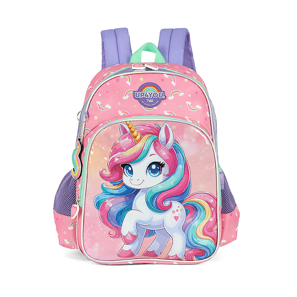Mochila de Costas Luxcel Up4You Unicórnio Lilás e Rosa