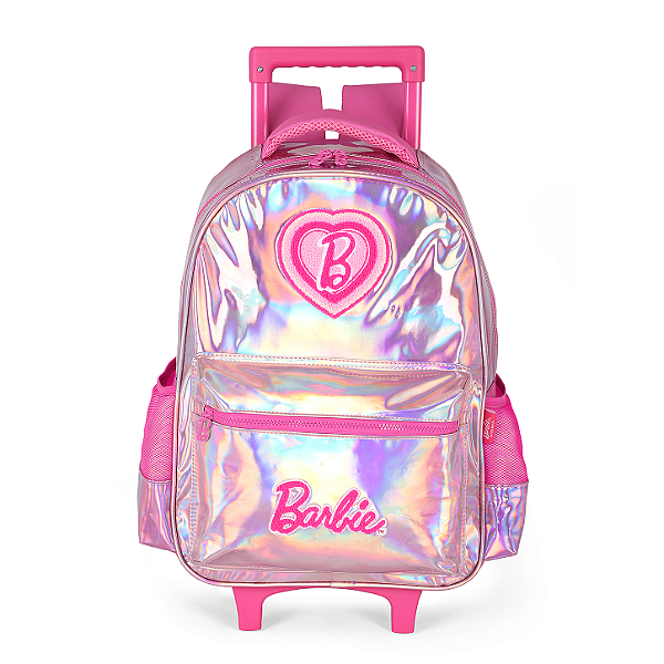 Mochila de Rodinhas Com Alça Luxcel Barbie Metalizada Pink