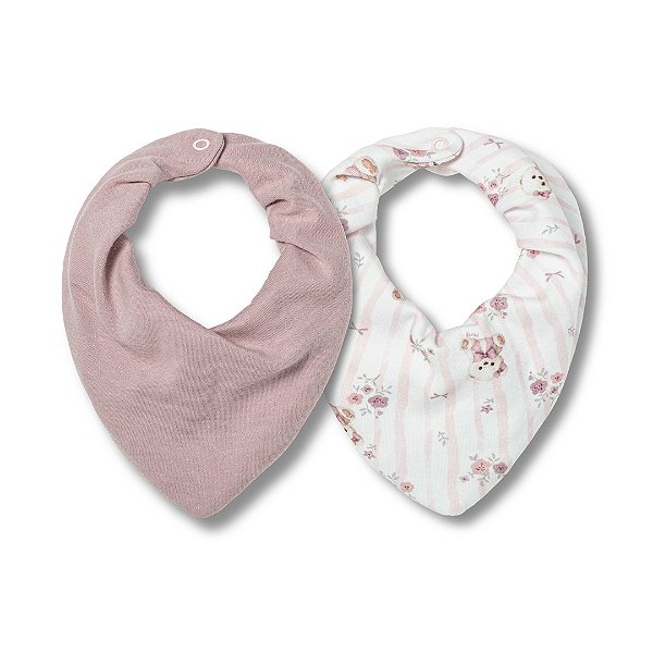 Kit Com 2 Babadores Hug Bandana Quarto De Sofia Rosa