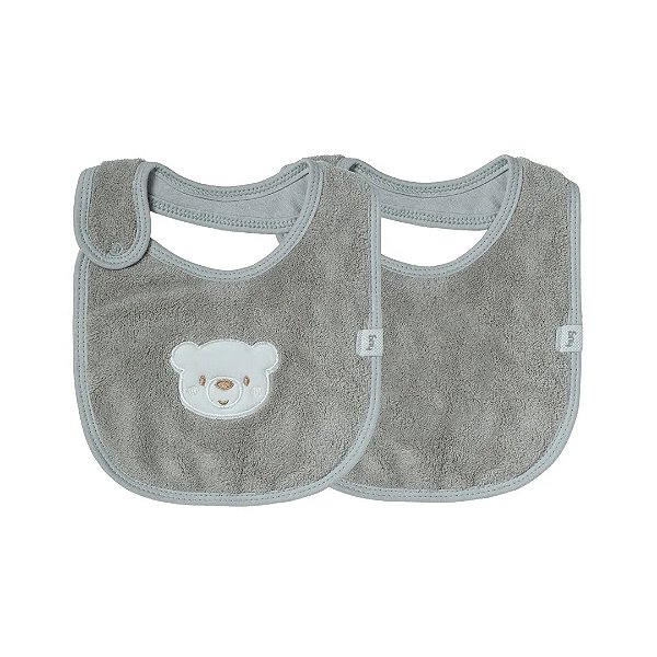 Kit Com 2 Babadores Hug Urso Cinza