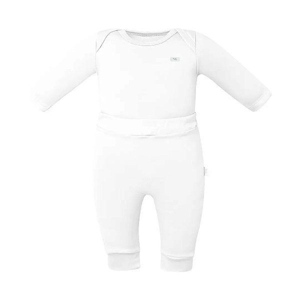 Conjunto de Body Hug Longo Com Calça Culote Branco