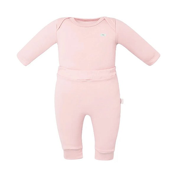 Conjunto de Body Hug Longo Com Calça Culote Rosa
