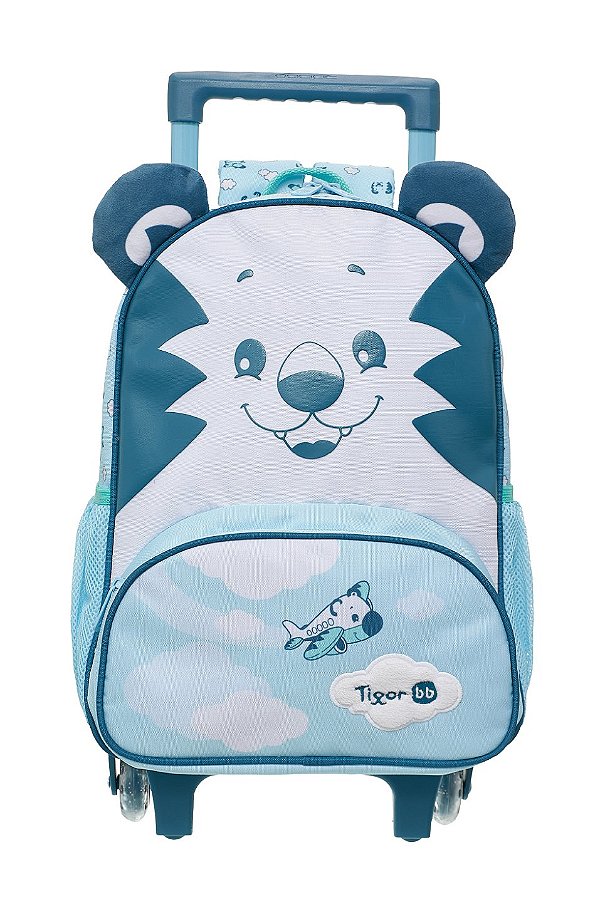 Mochila de Rodinhas Tigor T Tigre Com Alças Happy Pilot Azul