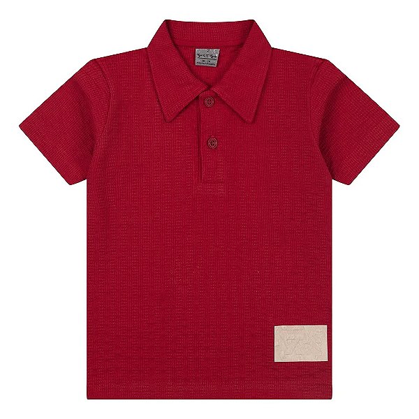 Camiseta Gola Polo Tigor T Tigre Botão Etiqueta Vermelho