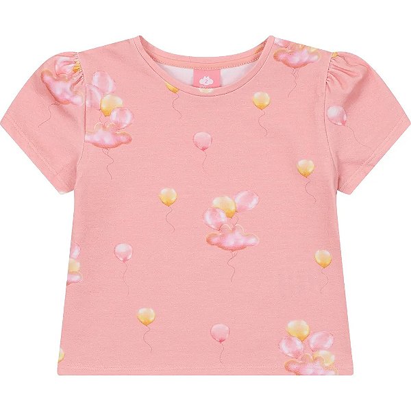 Blusa Manga Curta Lilica Ripilica Balão Rosa