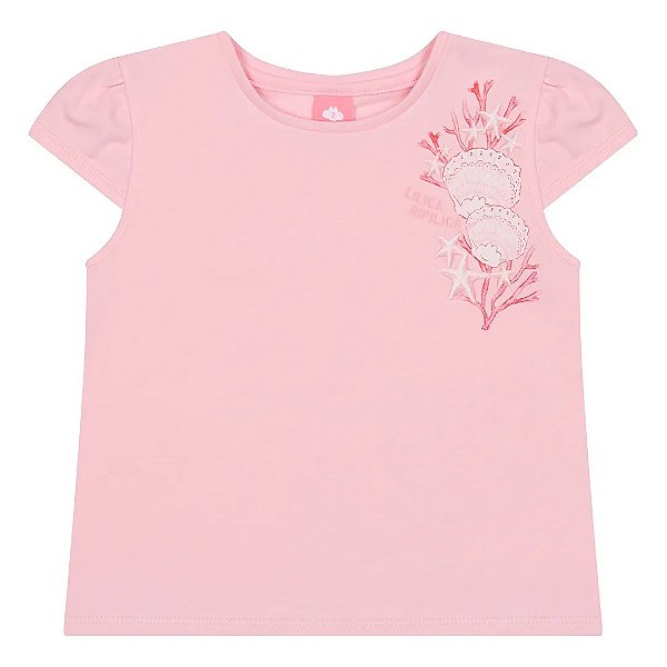 Blusa Manga Curta Lilica Ripilica Coral Rosa Claro