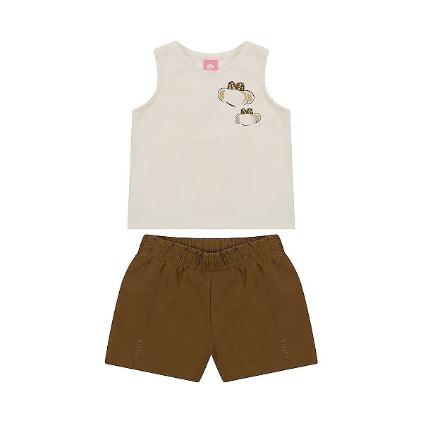 Conjunto Curto Lilica Ripilica Regata e Short Marrom