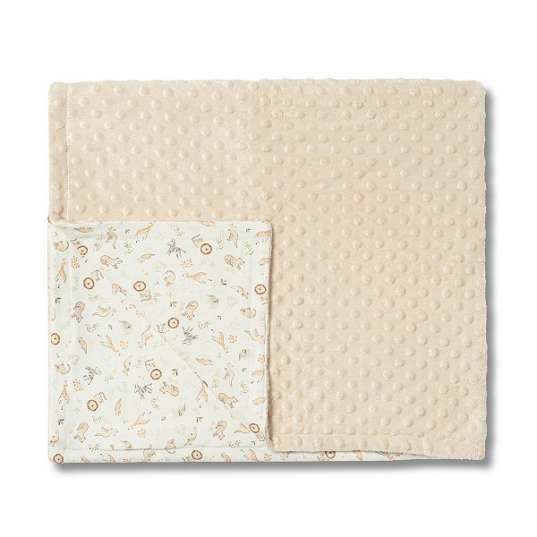 Cobertor Hug Fleece Dots Fun Diversão Na Selva Bege