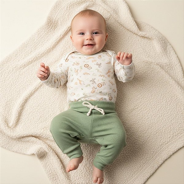 Conjunto de Body Hug Longo e Calça Diversão Na Selva Verde