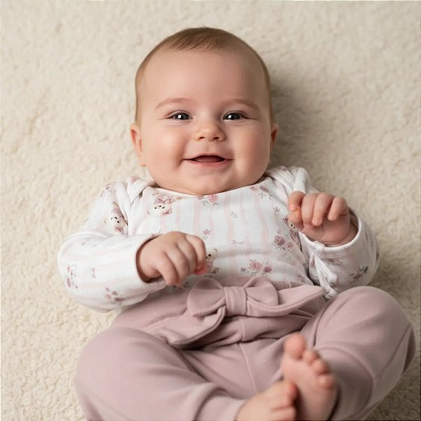Conjunto de Body Hug Longo Calça Clochard Rosa Pêssego
