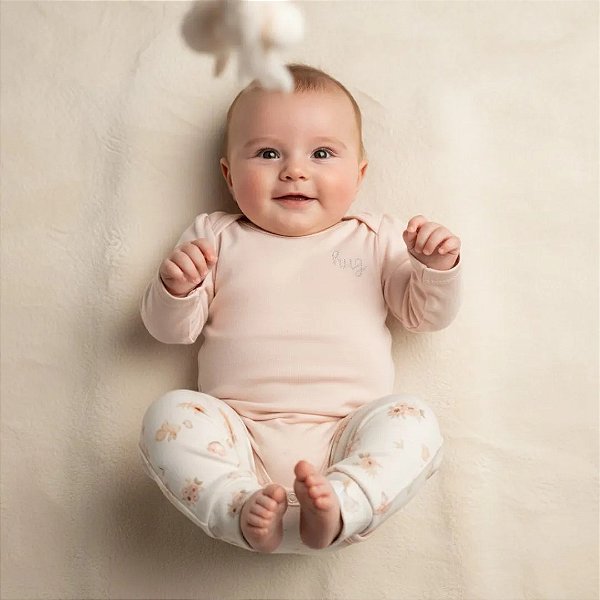 Conjunto de Body Hug Longo Calça Chá Da Tarde Rosa Pêssego