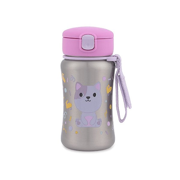 Garrafa de Aço Skip Hop Térmica Besties Gatinha Rosa