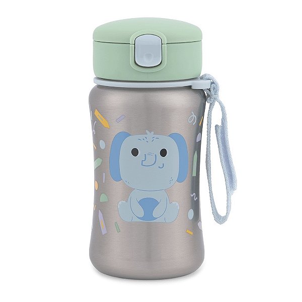 Garrafa de Aço Skip Hop Térmica Besties Elefante Azul Verde