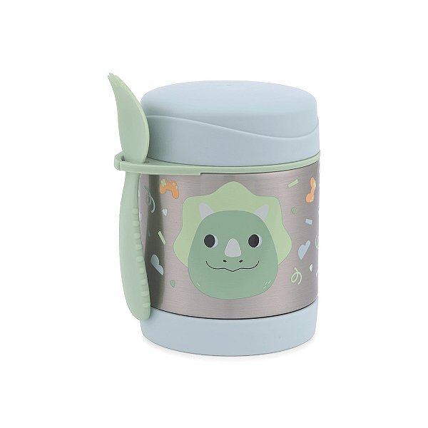 Pote Térmico Com Talher Skip Hop Besties Dino Verde