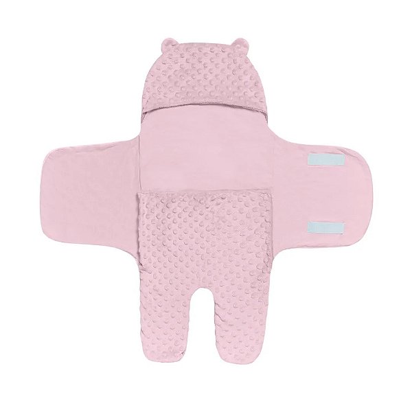 Porta Bebê Hug Saco de Dormir Ursinho Rosa Claro