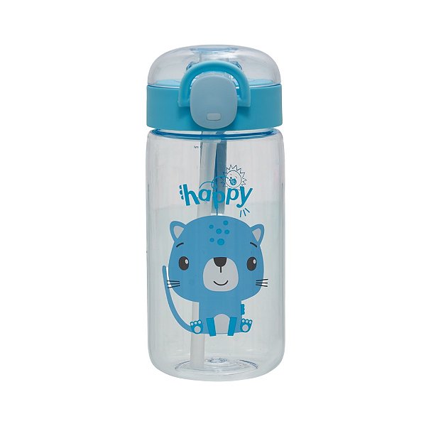 Garrafa Com Canudo Pacific 460ML Play Time Urso Azul