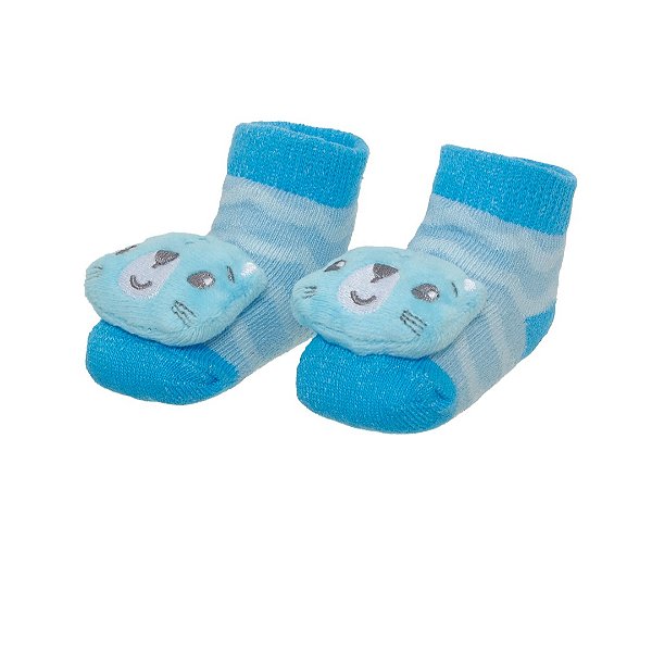 Meia 3D RN Pacific Fisher Price Play Time Urso Azul