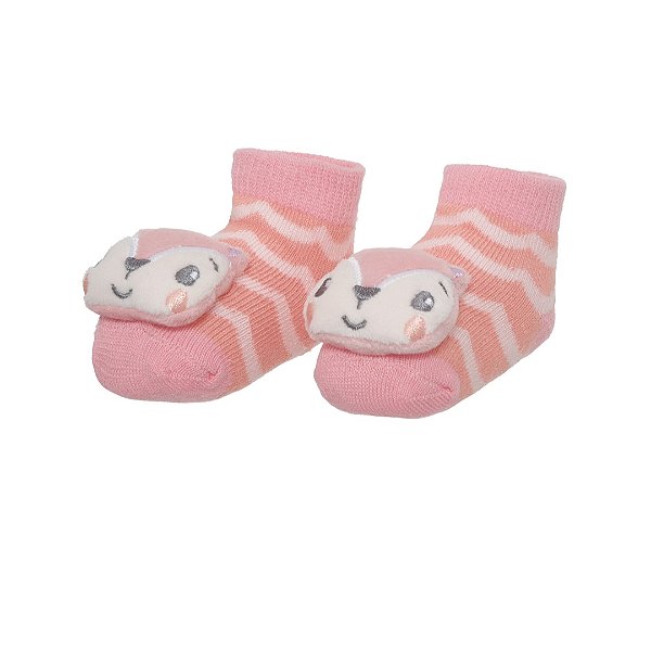 Meia 3D RN Pacific Fisher Price Fun Time Raposa Rosa