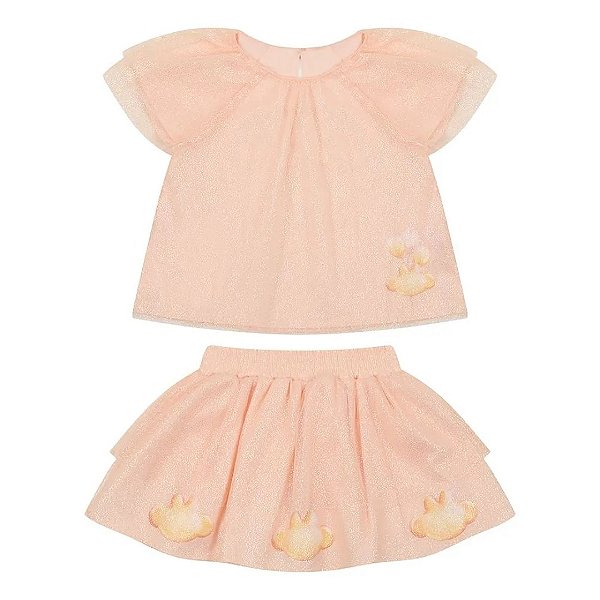 Conjunto Lilica Ripilica Tulê Bebê Balon Salmão Rosa