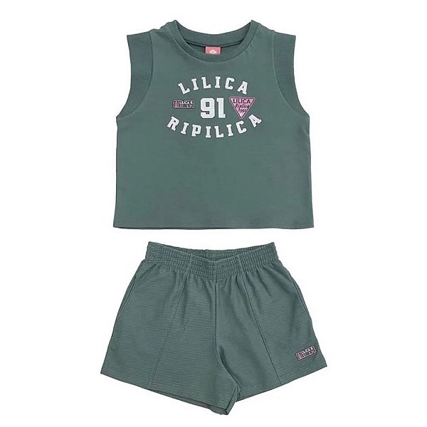 Conjunto Lilica Ripilica Regata e Short 91 Verde Escuro