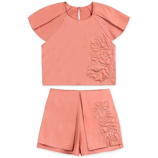 Conjunto Lilica Ripilica Blusa e Short Alto Relevo Laranja