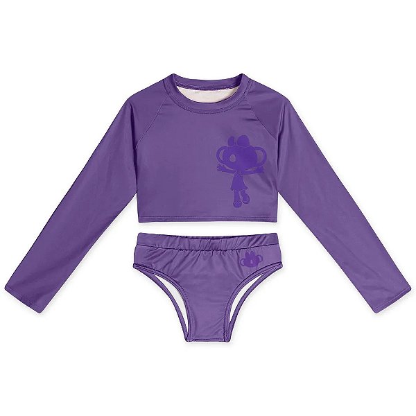 Conjunto Lilica Ripilica Cropped Manga Raglan Roxo