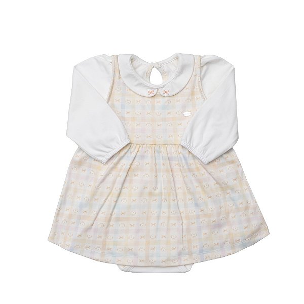 Body Vestido Lilica Ripilica Grow Up Monogram Amarelo