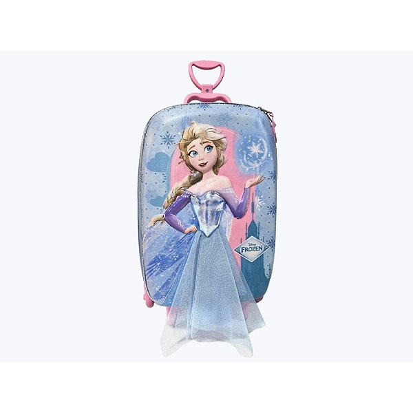 Mochila de Rodinhas 3D Maxtoy Frozen Elsa Vestido Azul