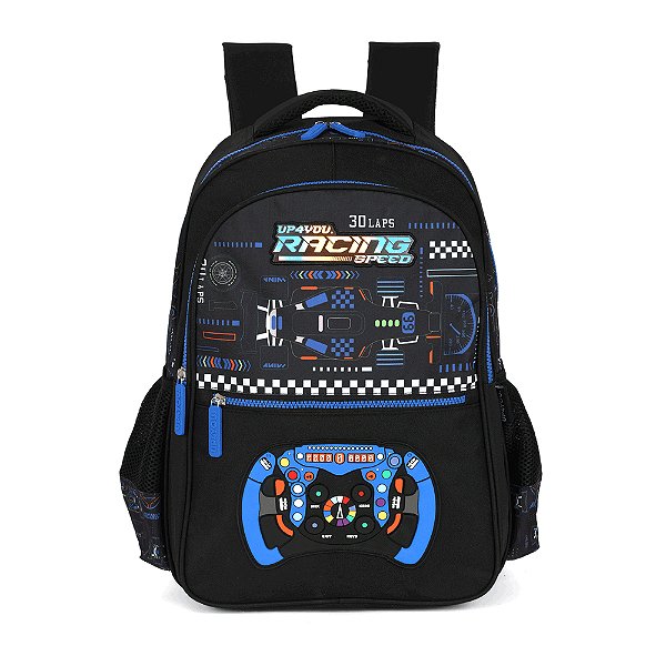 Mochila de Costas Luxcel Up4You Racing Preto e Azul