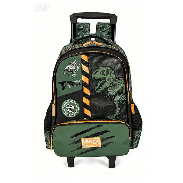 Mochila de Rodinhas Luxcel Up4You T-Rex Fita Danger Preto
