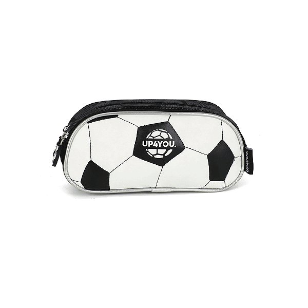 Estojo Escolar Luxcel Up4You Duplo Bola Futebol Preto