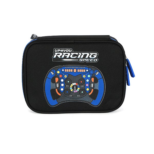 Estojo Box 100 Pens Luxcel Up4You Racing Preto e Azul