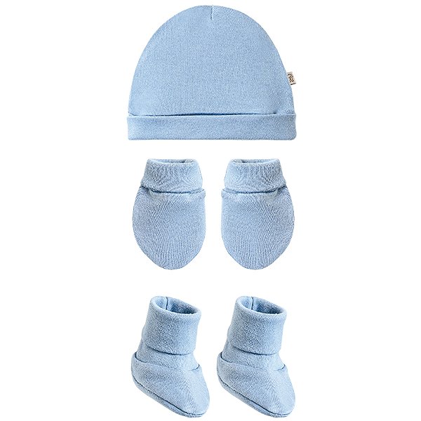 Kit 3 Peças Pingo Lelê Touca Luva E Sapatinho Azul