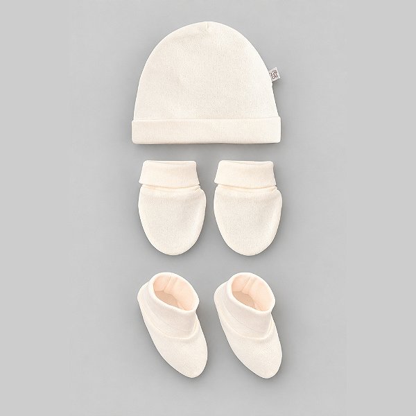 Kit 3 Peças Pingo Lelê Touca Luva E Sapatinho Off White