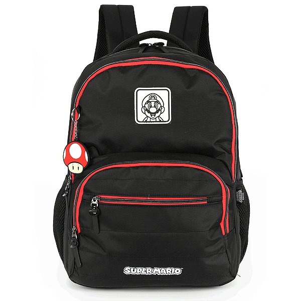 Mochila de Costas Luxcel Super Mario Matelassê Preto
