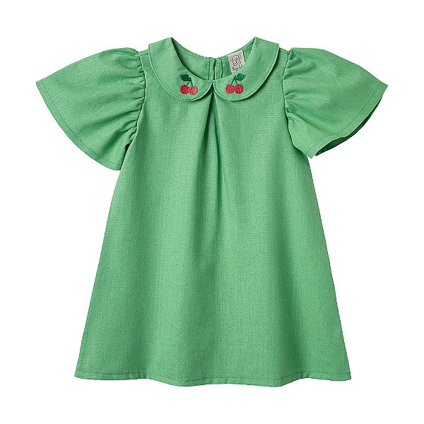 Vestido Pingo Lelê Manga Curta Cereja Verde