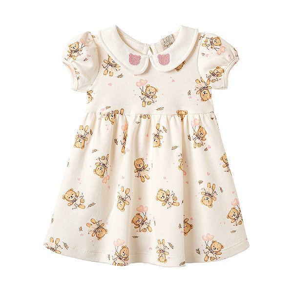 Body Vestido Pingo Lelê Com Gola Ursinhos Off White
