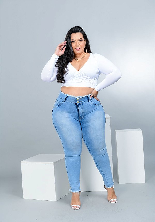 Calça Jeans Potencial Plus Size Cigarrete Joraci Azul