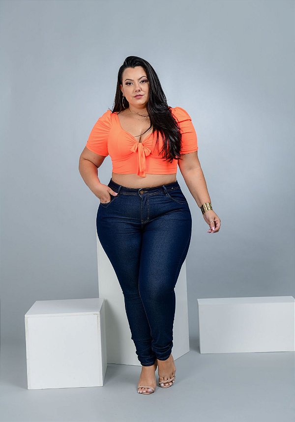 Calça Jeans Xtra Charmy Plus Size Skinny Willena Azul