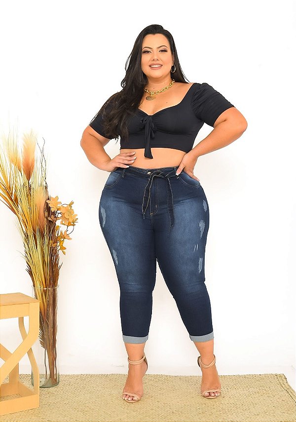 Calça Jeans Ane Plus Size Capri Danele Azul - Ane Jeans - 11 Anos