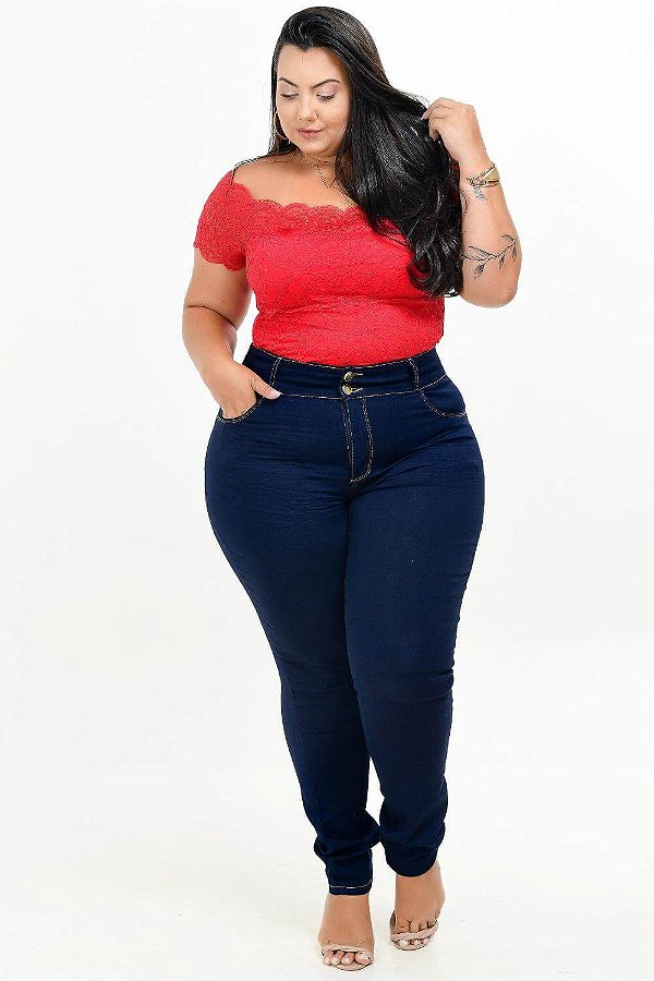 Calça Jeans Ane Plus Size Reta Egna Azul